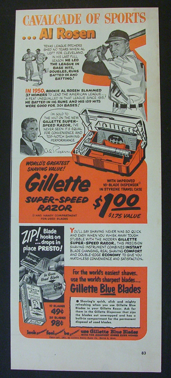 1951 Gillette Super-Speed Razor w/ Al  Rosen