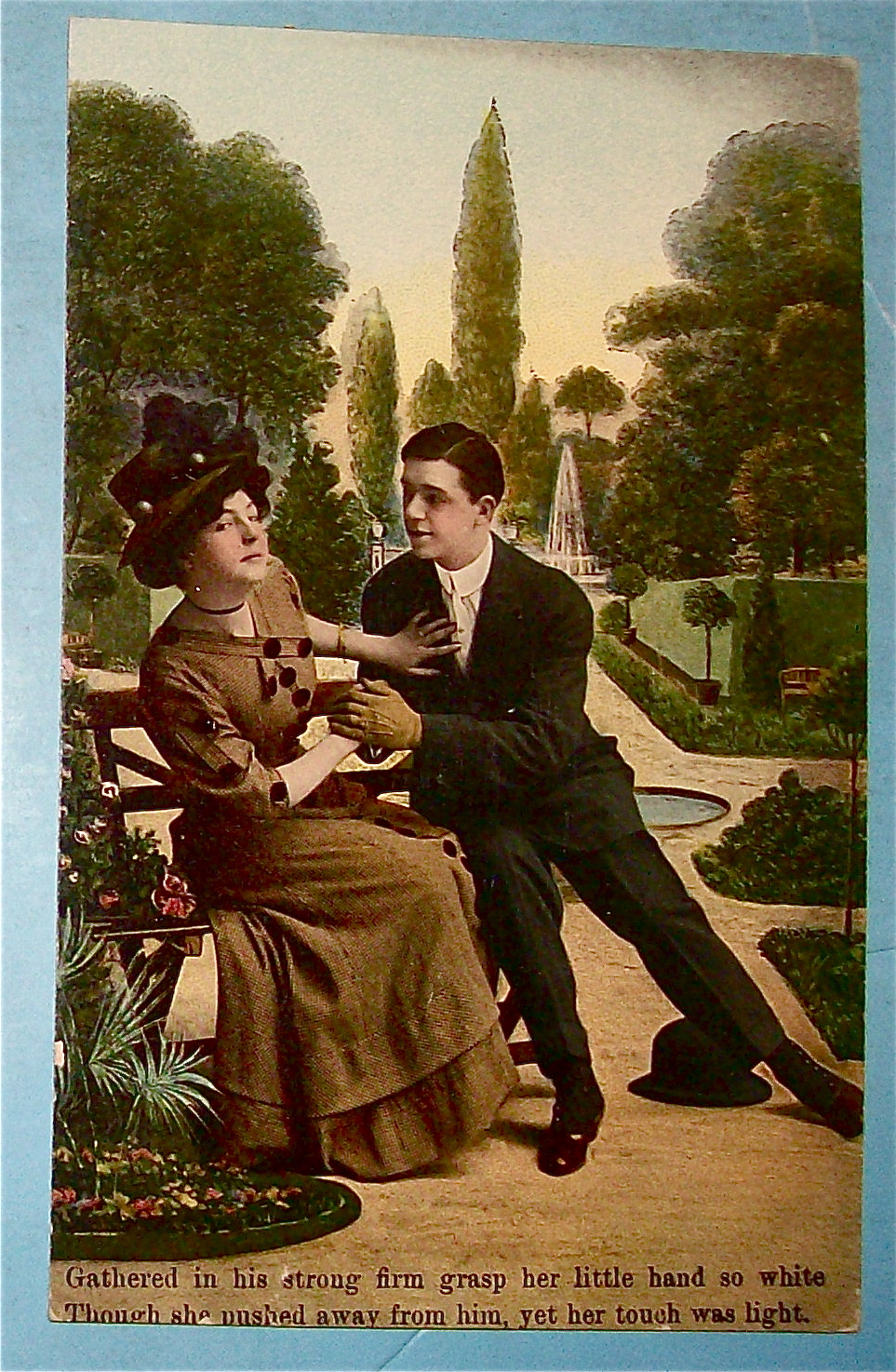 Back Off! Young Love in the Park Postcard