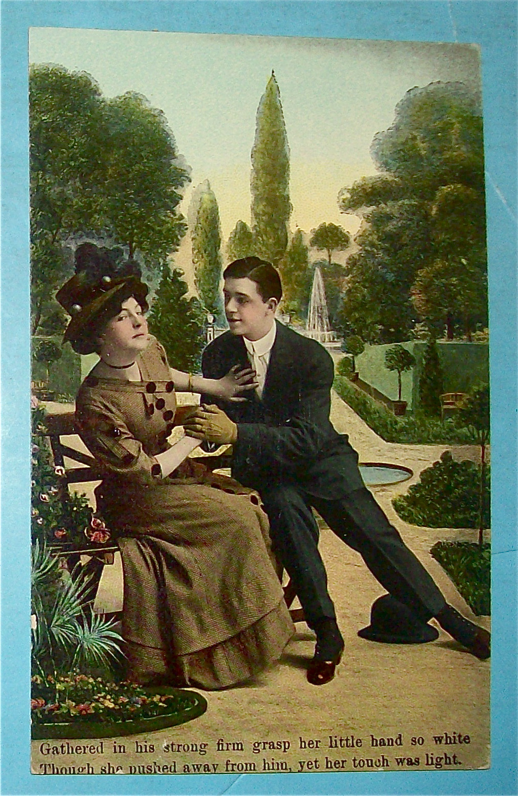 Back Off! Young Love in the Park Postcard