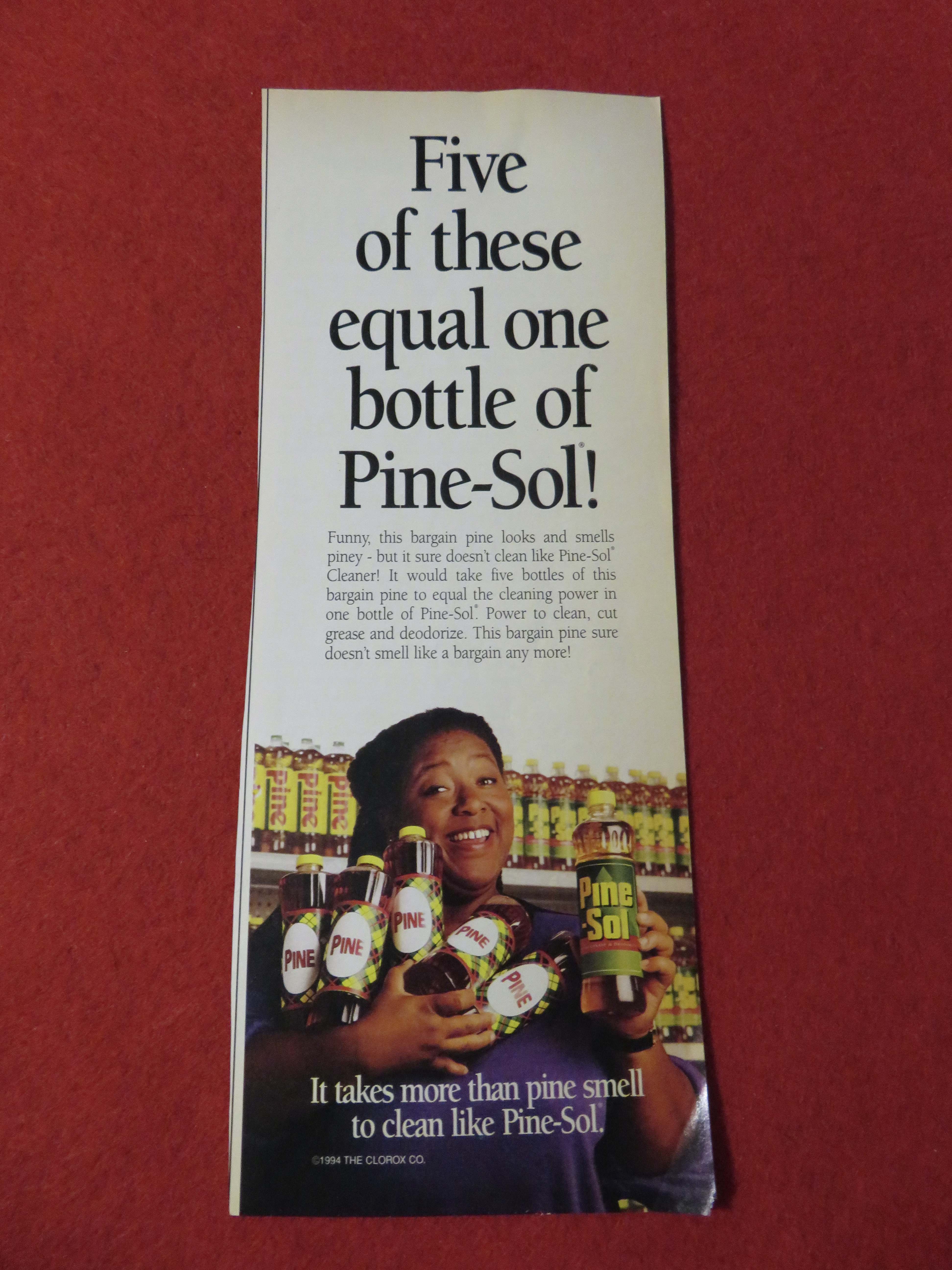1995 Pine Sol Cleaner with Woman Holding 5 Bottles