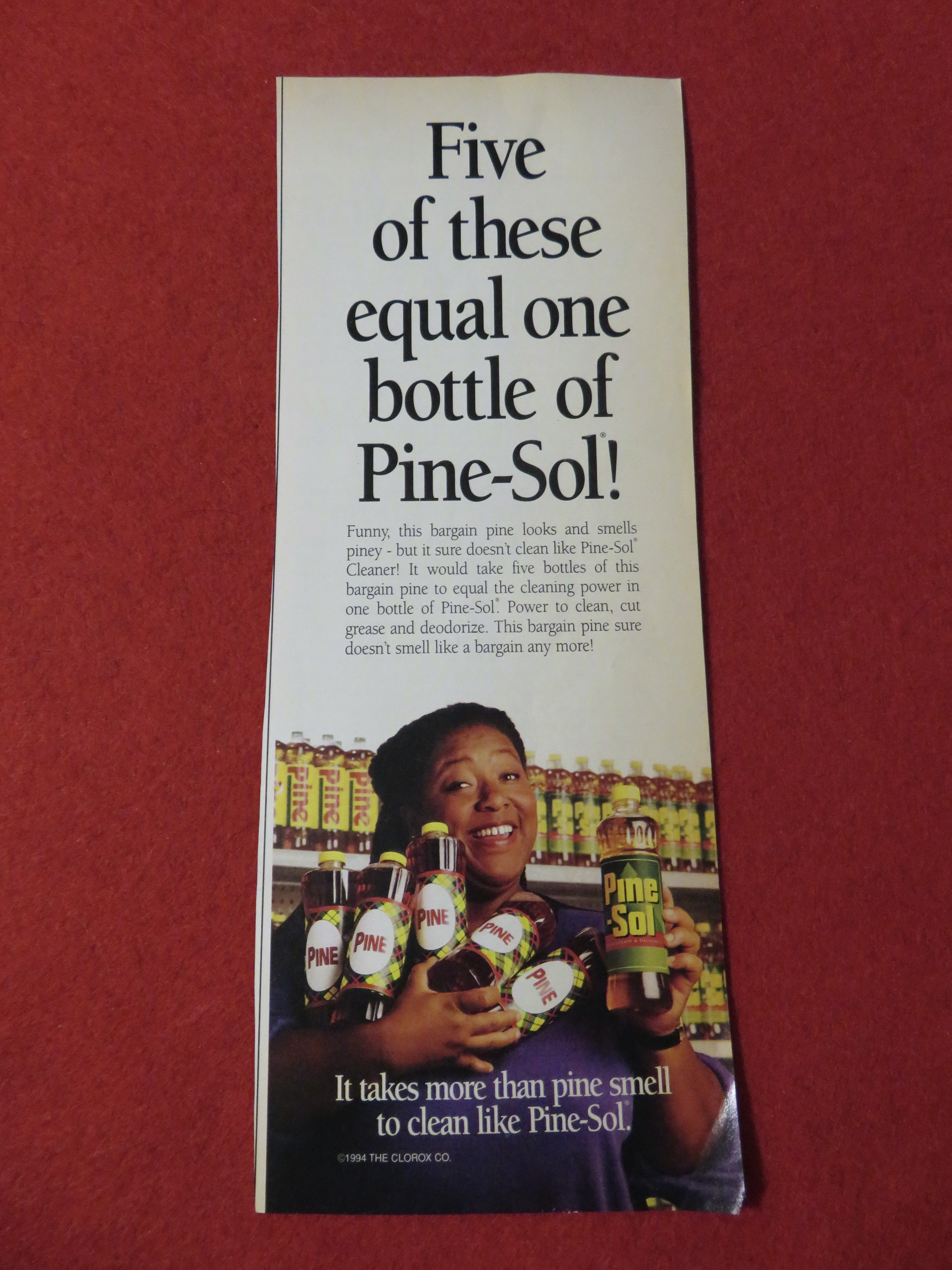 1995 Pine Sol Cleaner with Woman Holding 5 Bottles