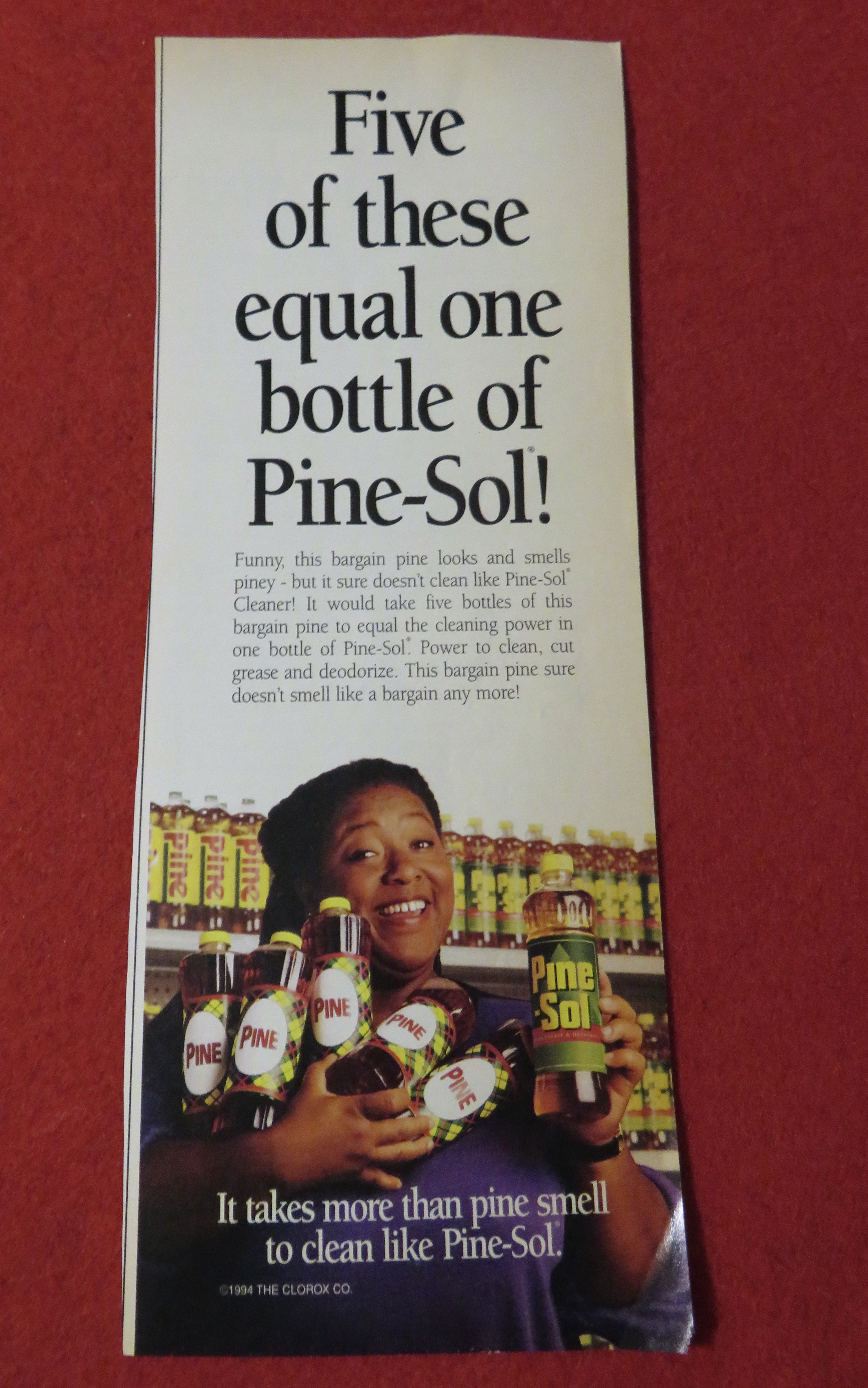 1995 Pine Sol Cleaner with Woman Holding 5 Bottles