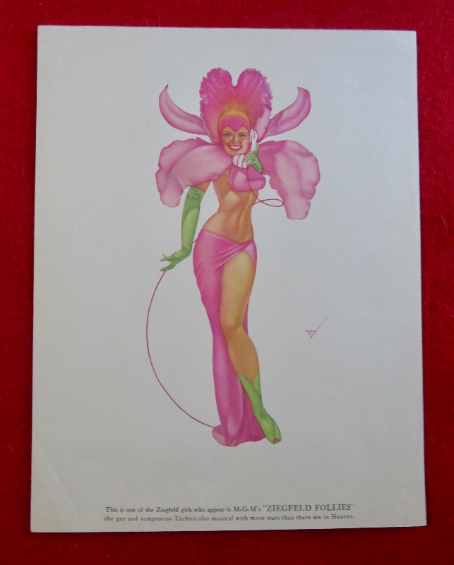 1940's Sexy George Petty Ziegfeld Follies Pin Up Girl Wearing A Flower Costume While On The Telephone