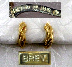 Earrings 14K Gold Twist Pierced Hoop  Italy Designer