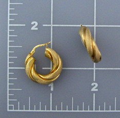Earrings 14K Gold Twist Pierced Hoop  Italy Designer