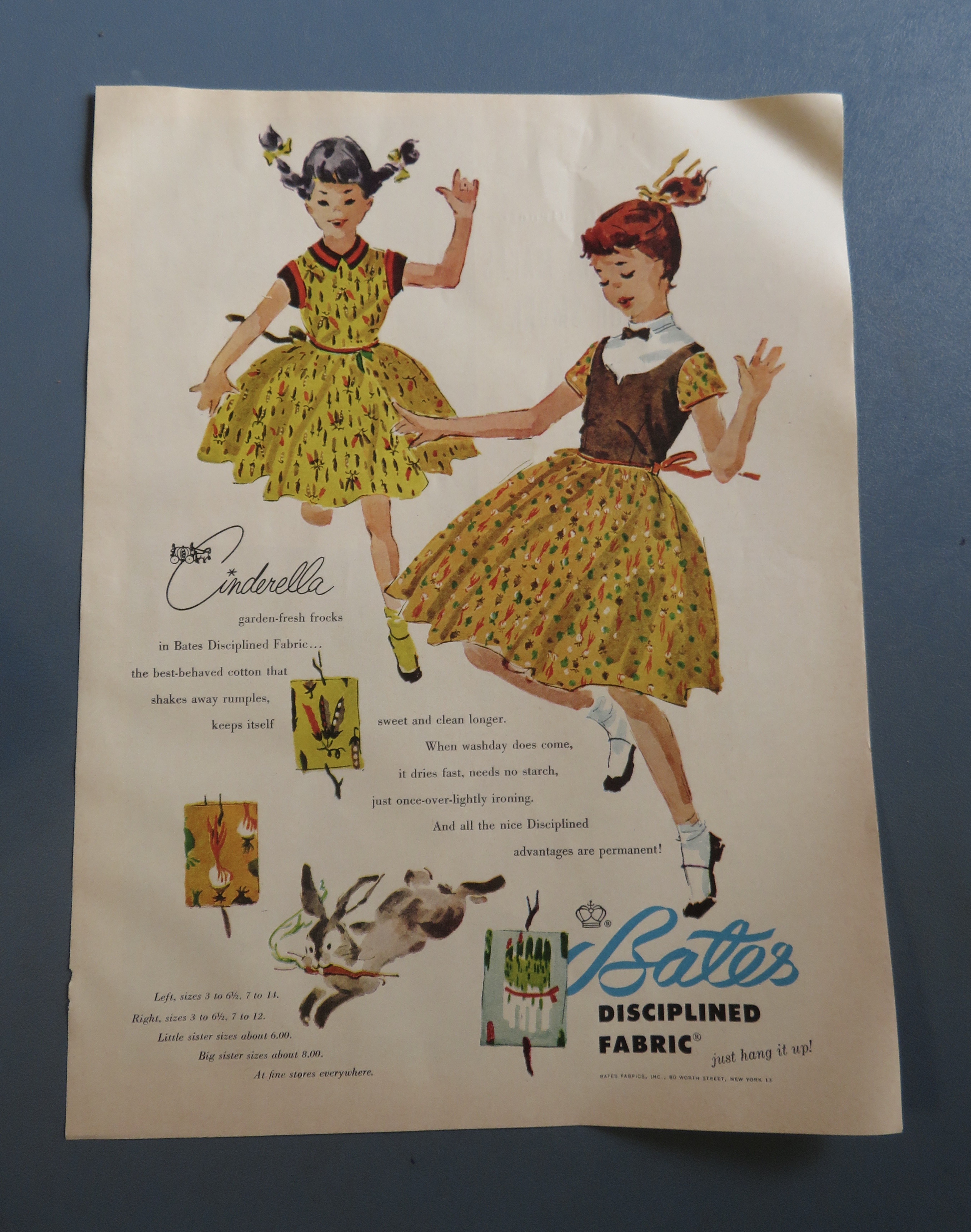 1954 Bates Disciplined Fabric with Girls Playing