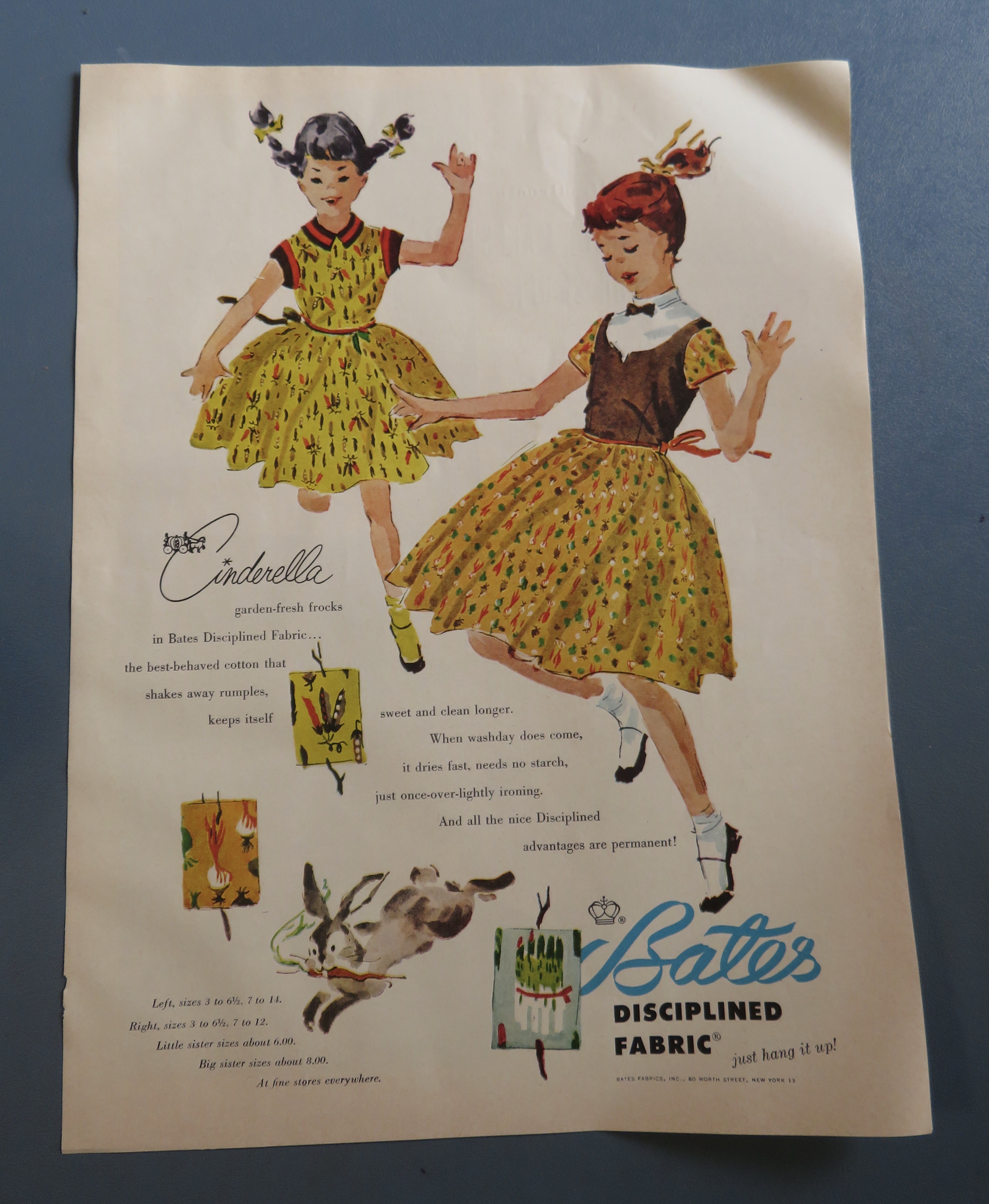 1954 Bates Disciplined Fabric with Girls Playing