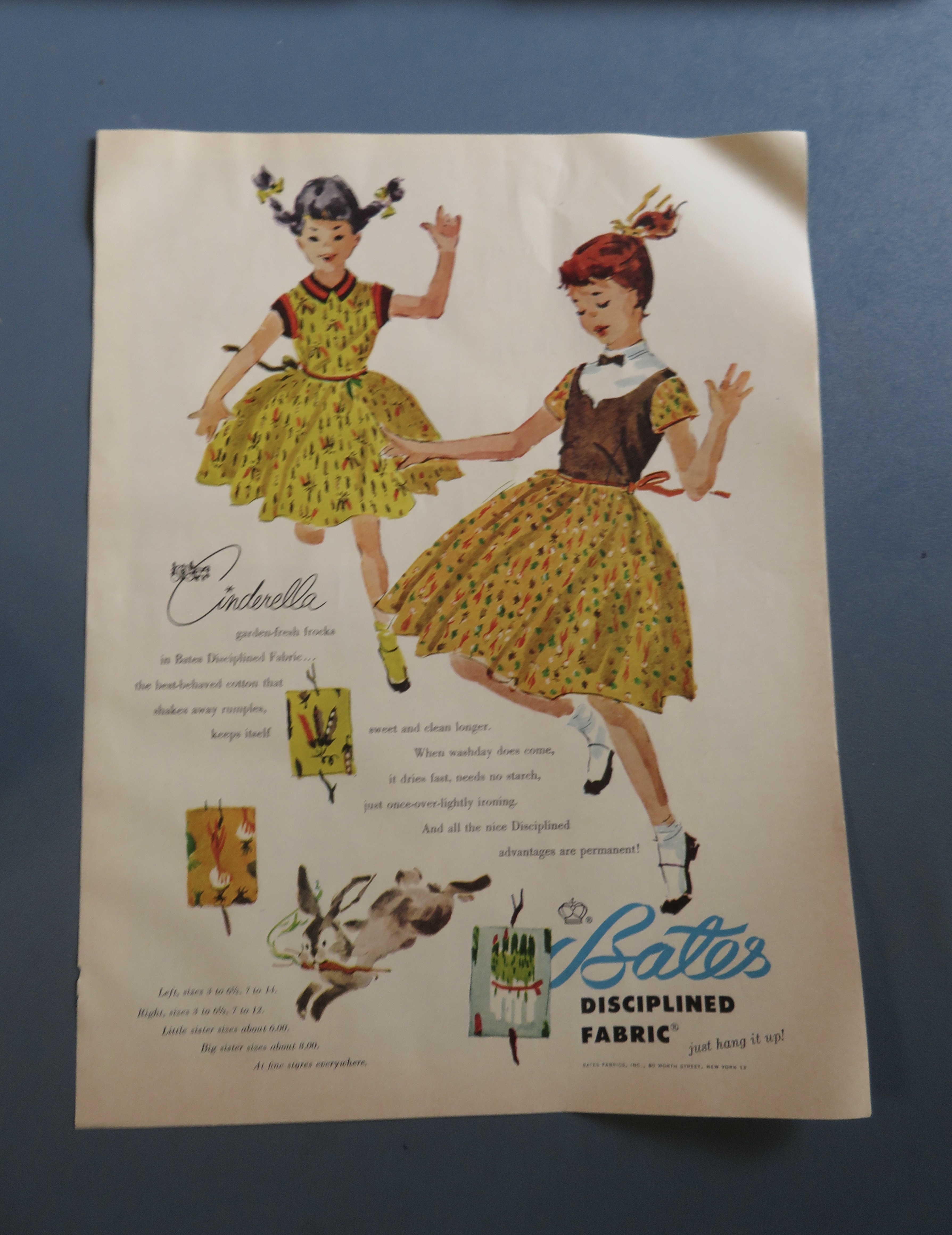 1954 Bates Disciplined Fabric with Girls Playing