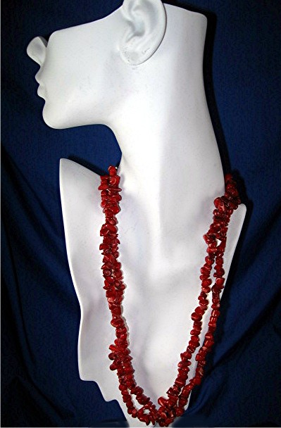 Coral 2 Strand necklace Sterling Silver Hook Clasp