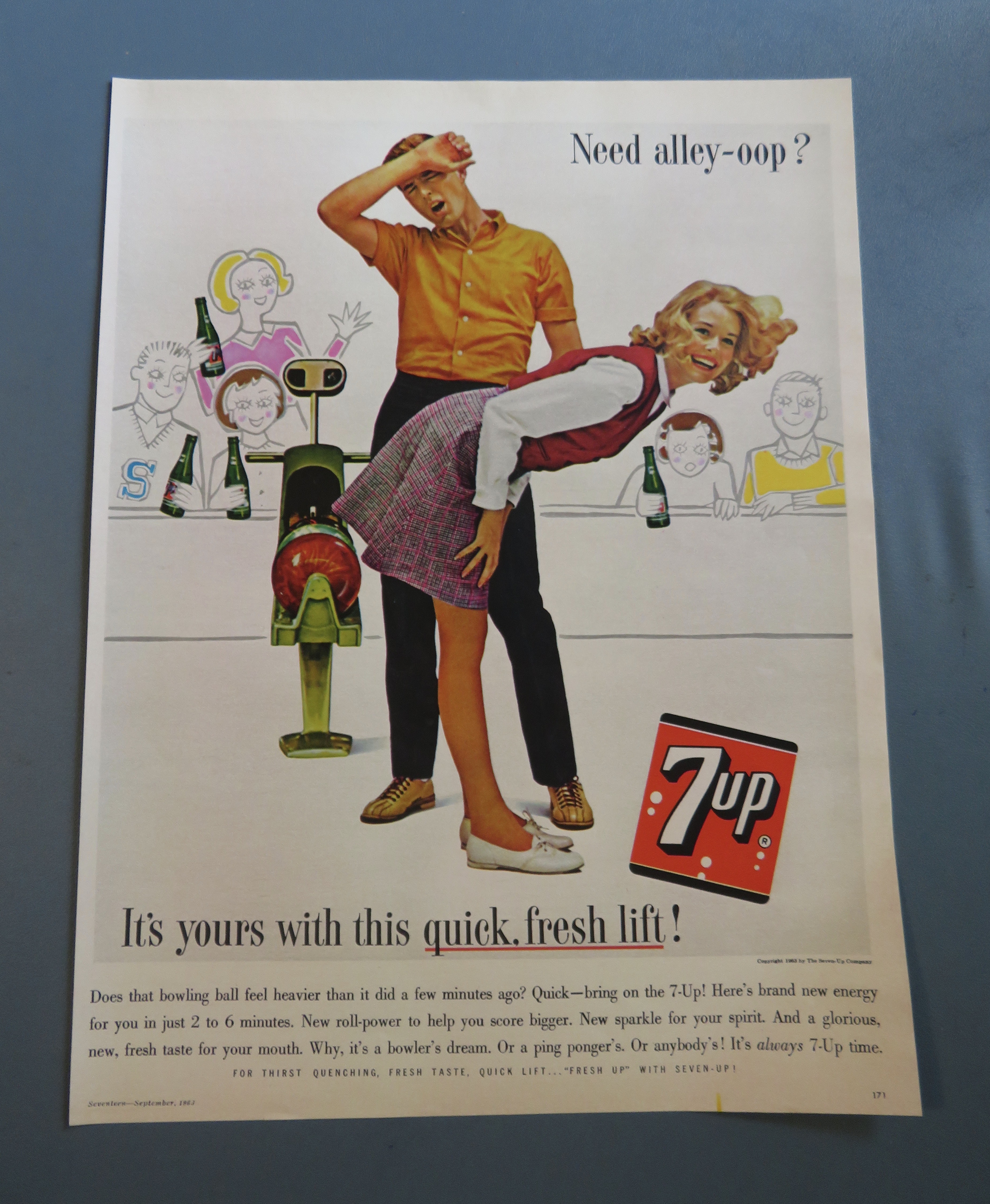 1963 7 Up (Seven Up) with Man & Woman Bowling