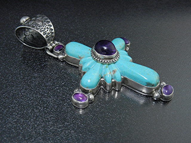 David Troutman Turquoise Amethyst Sterling Silver Penda