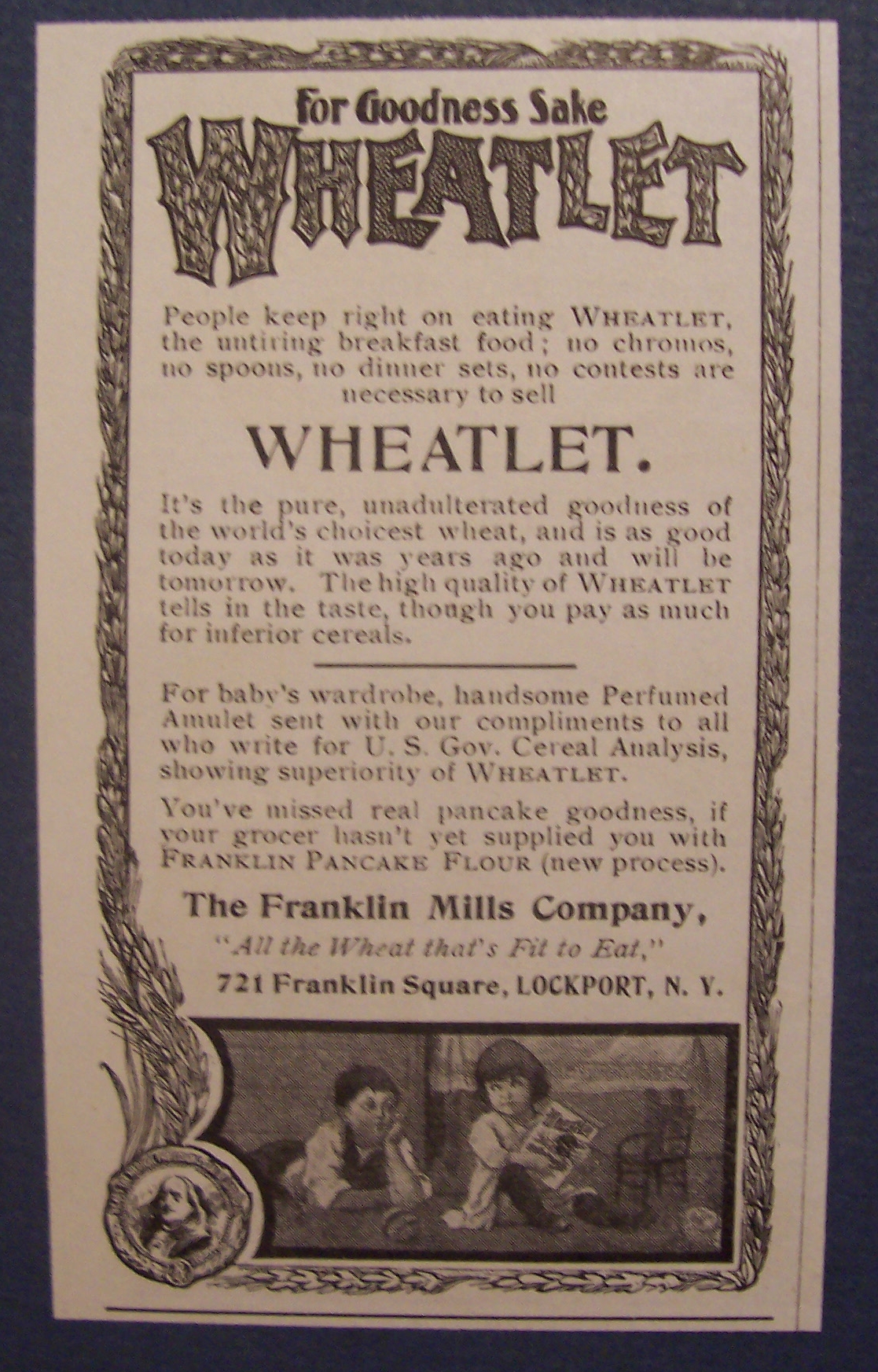 1904 Wheatlet Cereal with Two Children