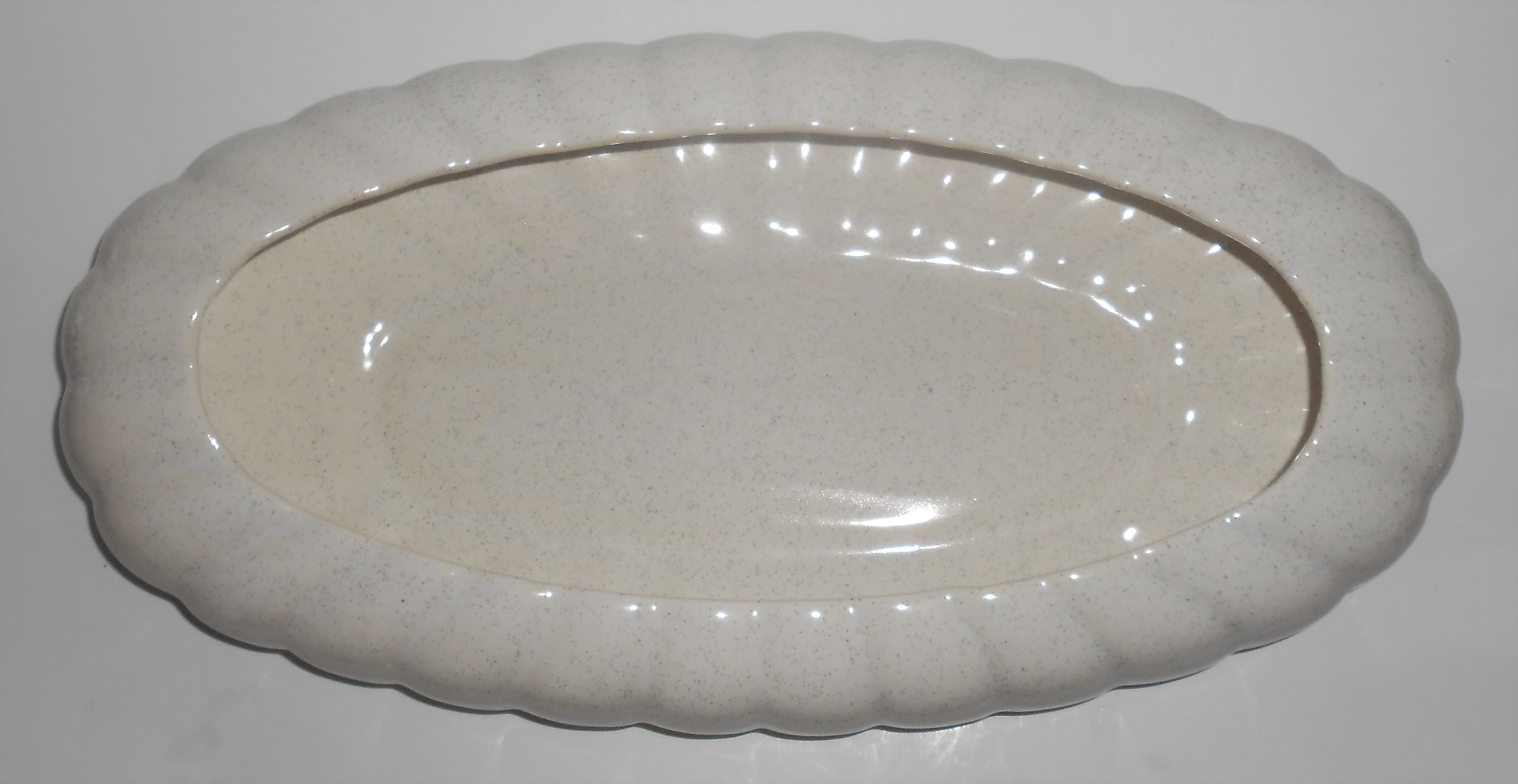 Bauer Pottery LARGE White Speckle Art Bowl