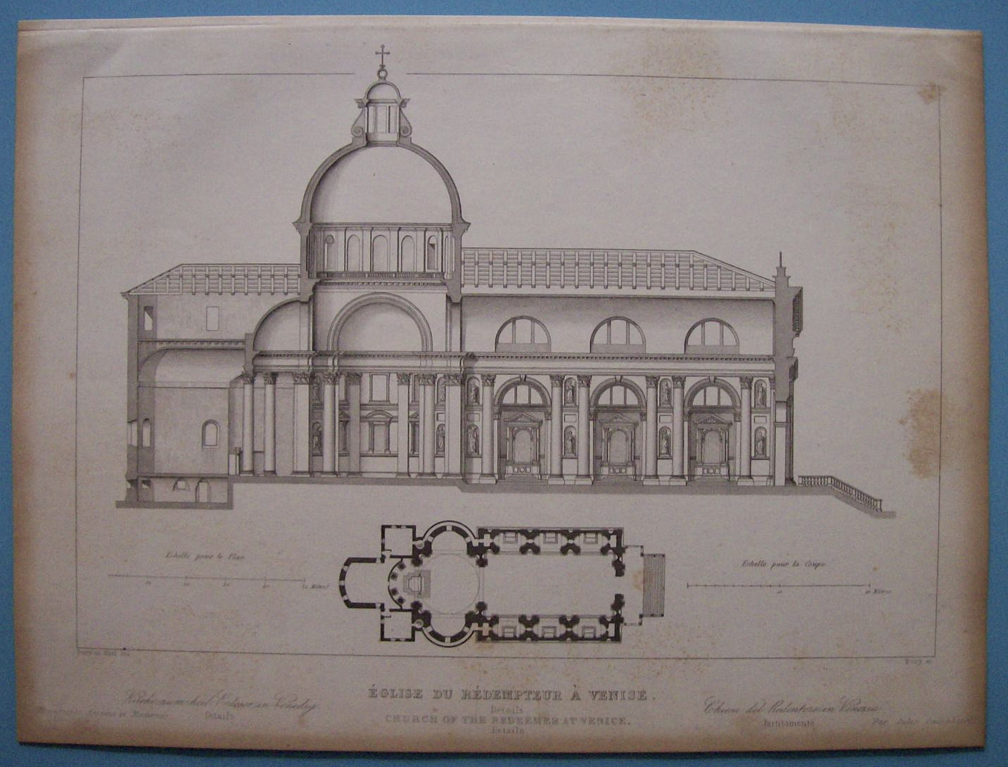 Eglise Du Redempteur A Venise  (1852 Lithograph)