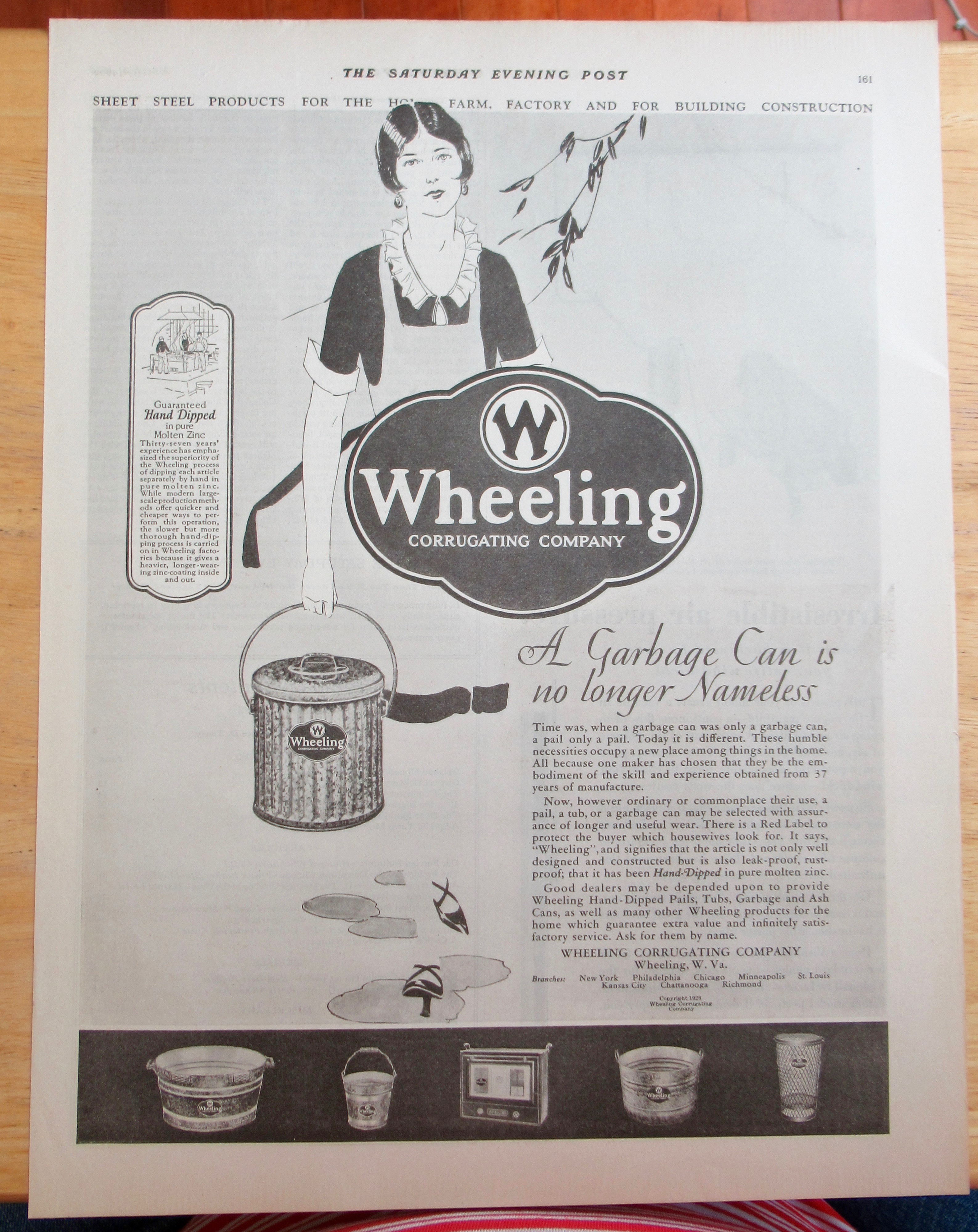 1928 Wheeling Corrugating Company with Garbage Can