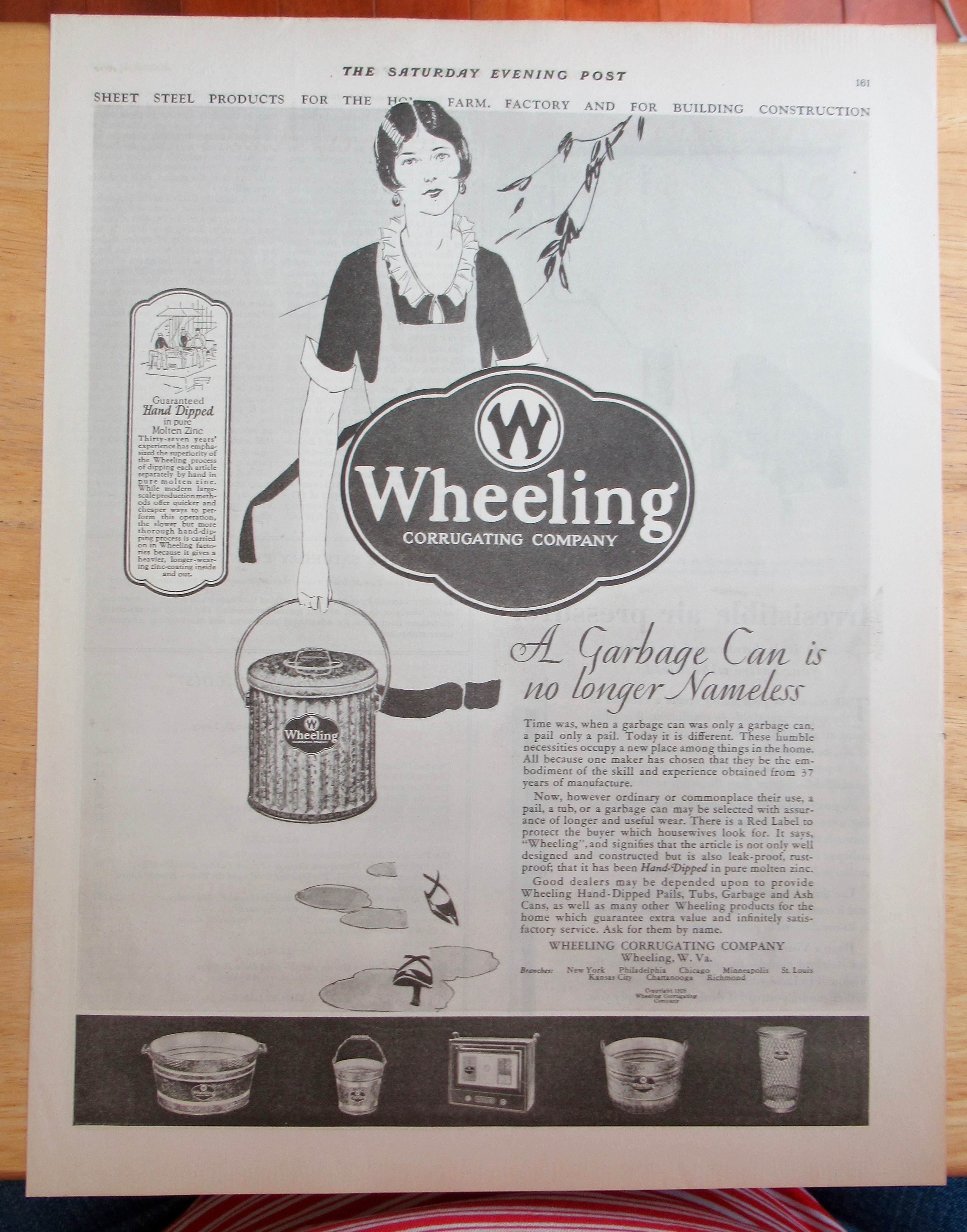 1928 Wheeling Corrugating Company with Garbage Can
