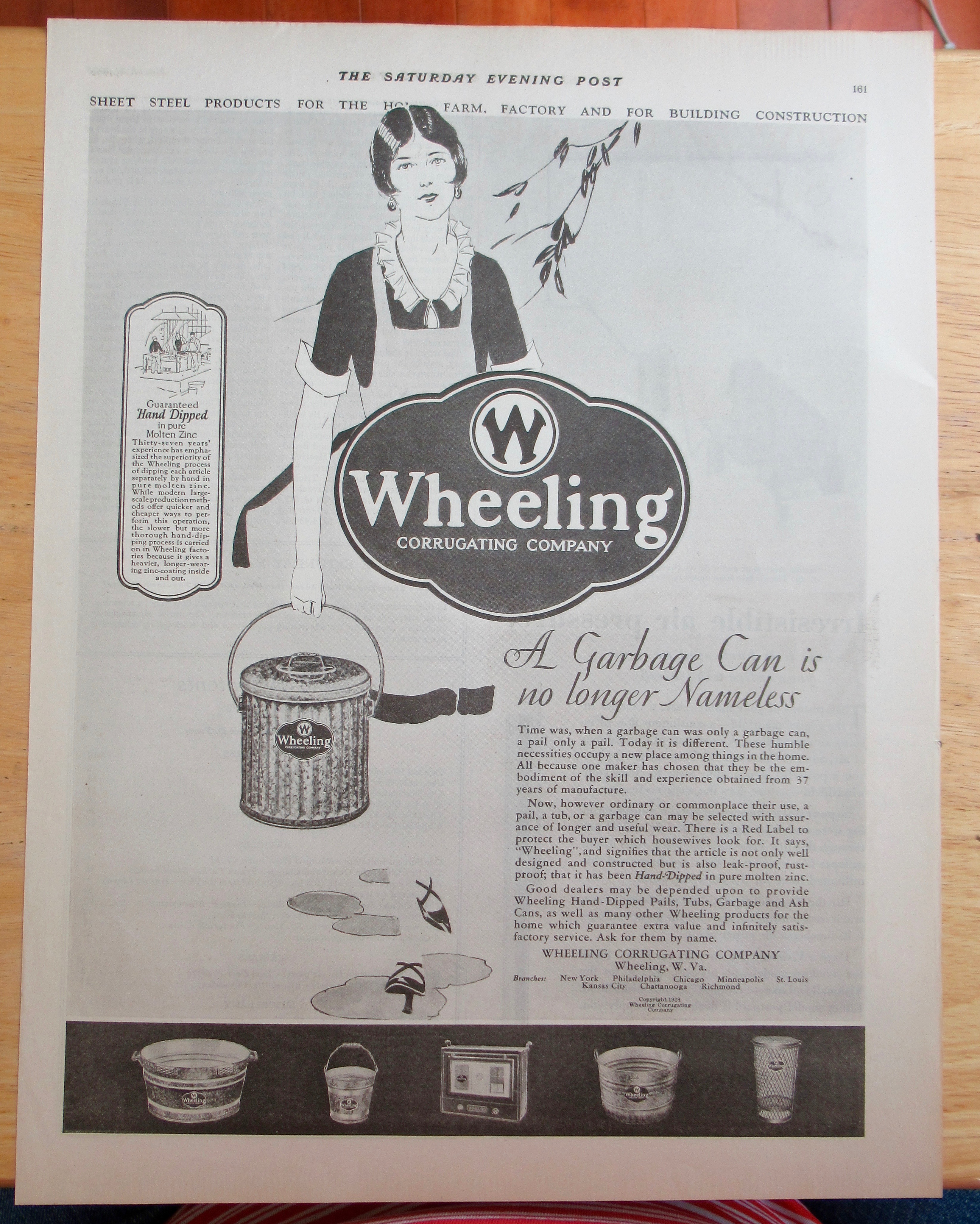 1928 Wheeling Corrugating Company with Garbage Can