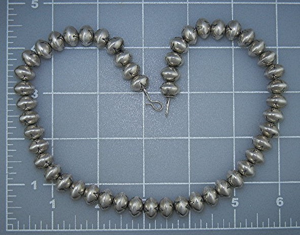 Navajo Sterling Silver 10mm Beads Necklace 17 Inches