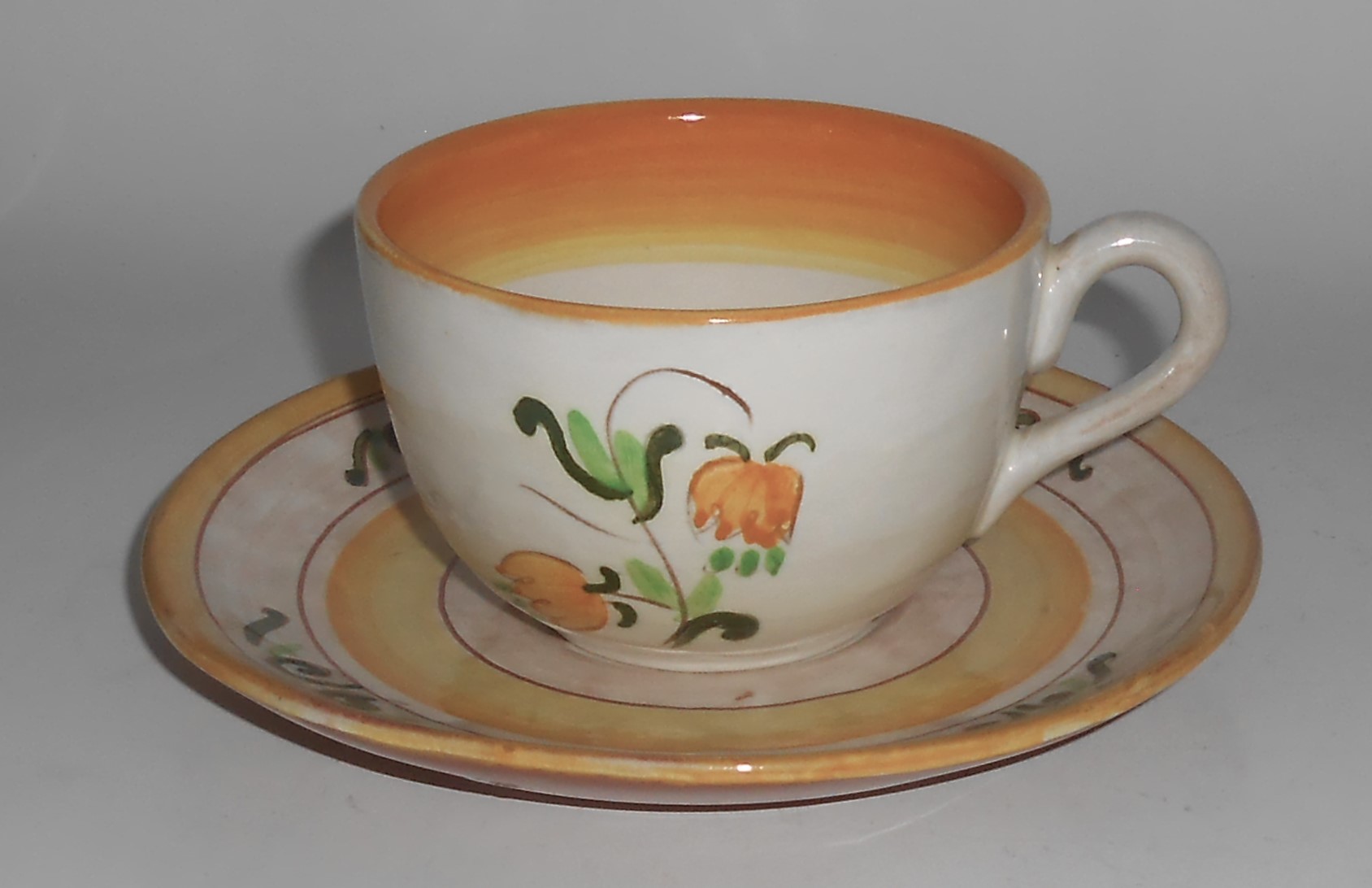 Stangl Pottery Yellow Tulip Terra Rose Cup & Saucer Set
