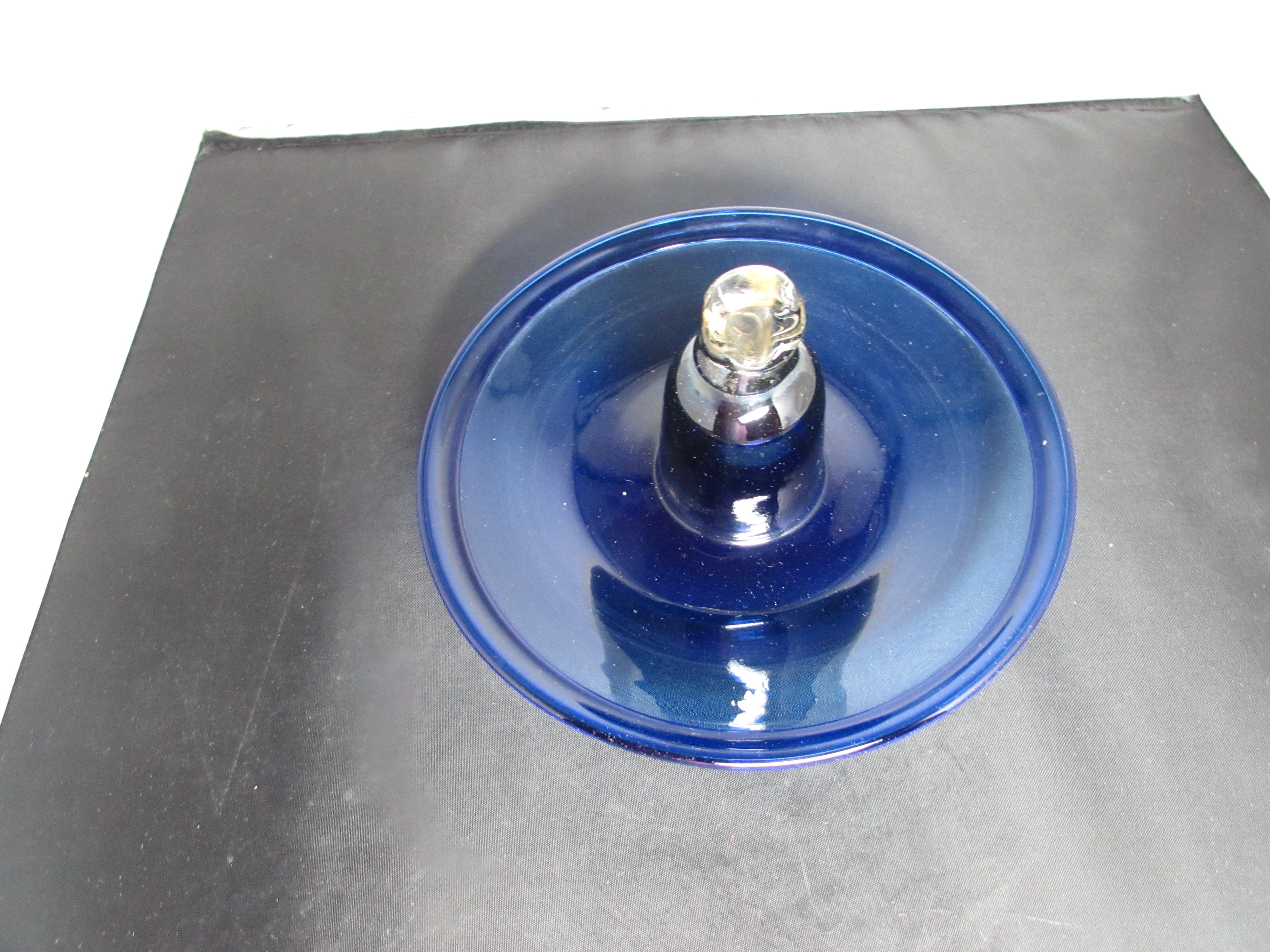 Cobalt Blue Bird Feeder Blown Glass