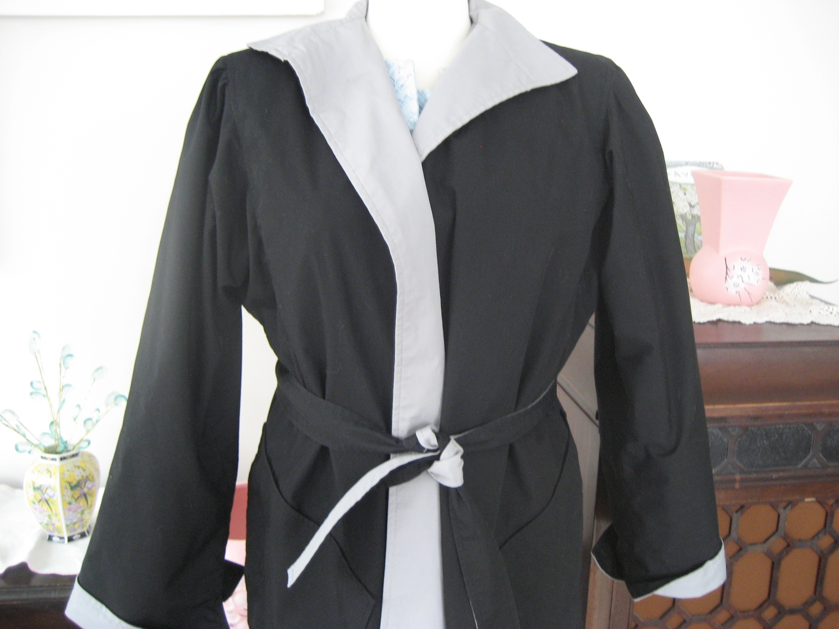 Black and Grey Reversible Trench Coat