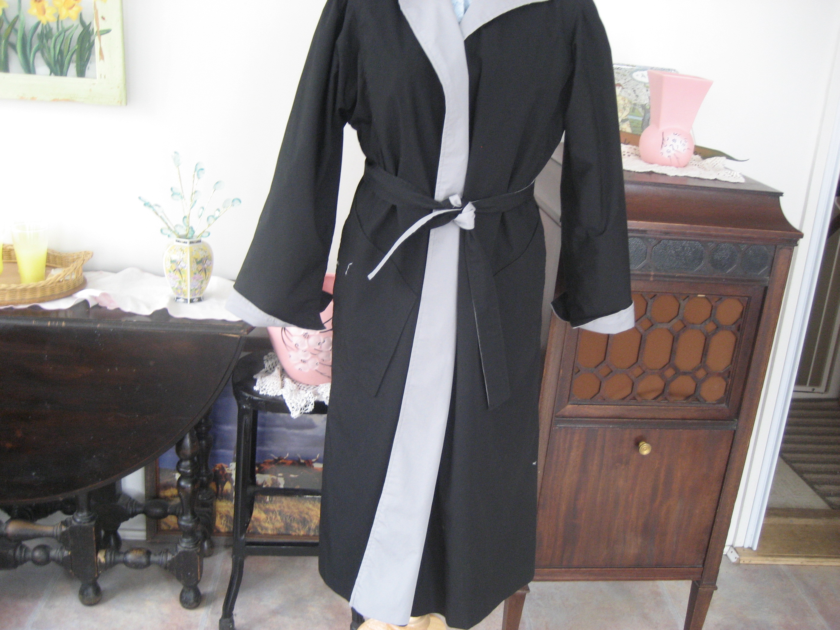 Black and Grey Reversible Trench Coat