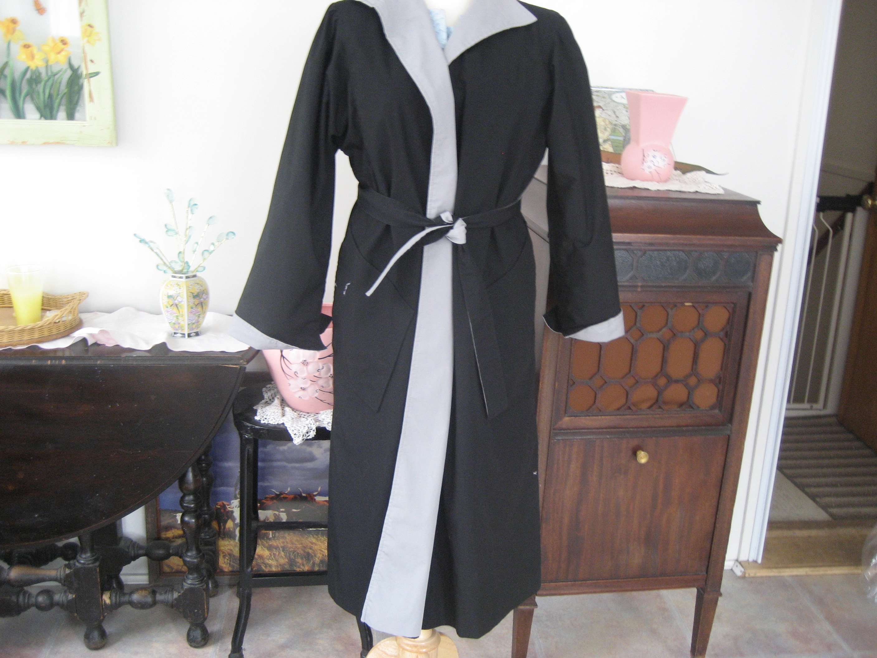 Black and Grey Reversible Trench Coat