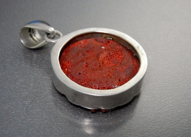 Charles Albert Carved Coral Sterling Silver Pendant