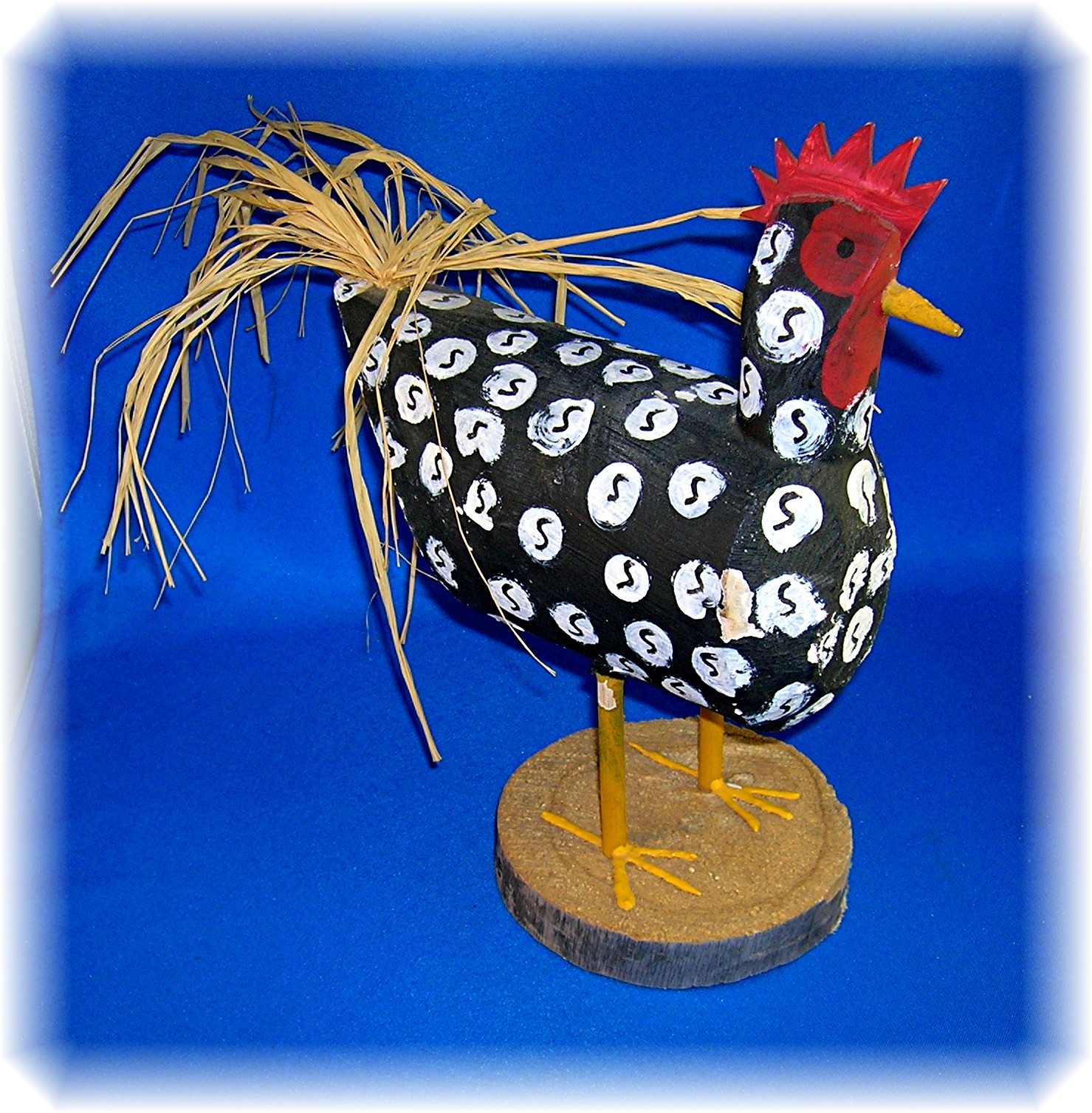 Native American Yazzie Carved Wood Rooster