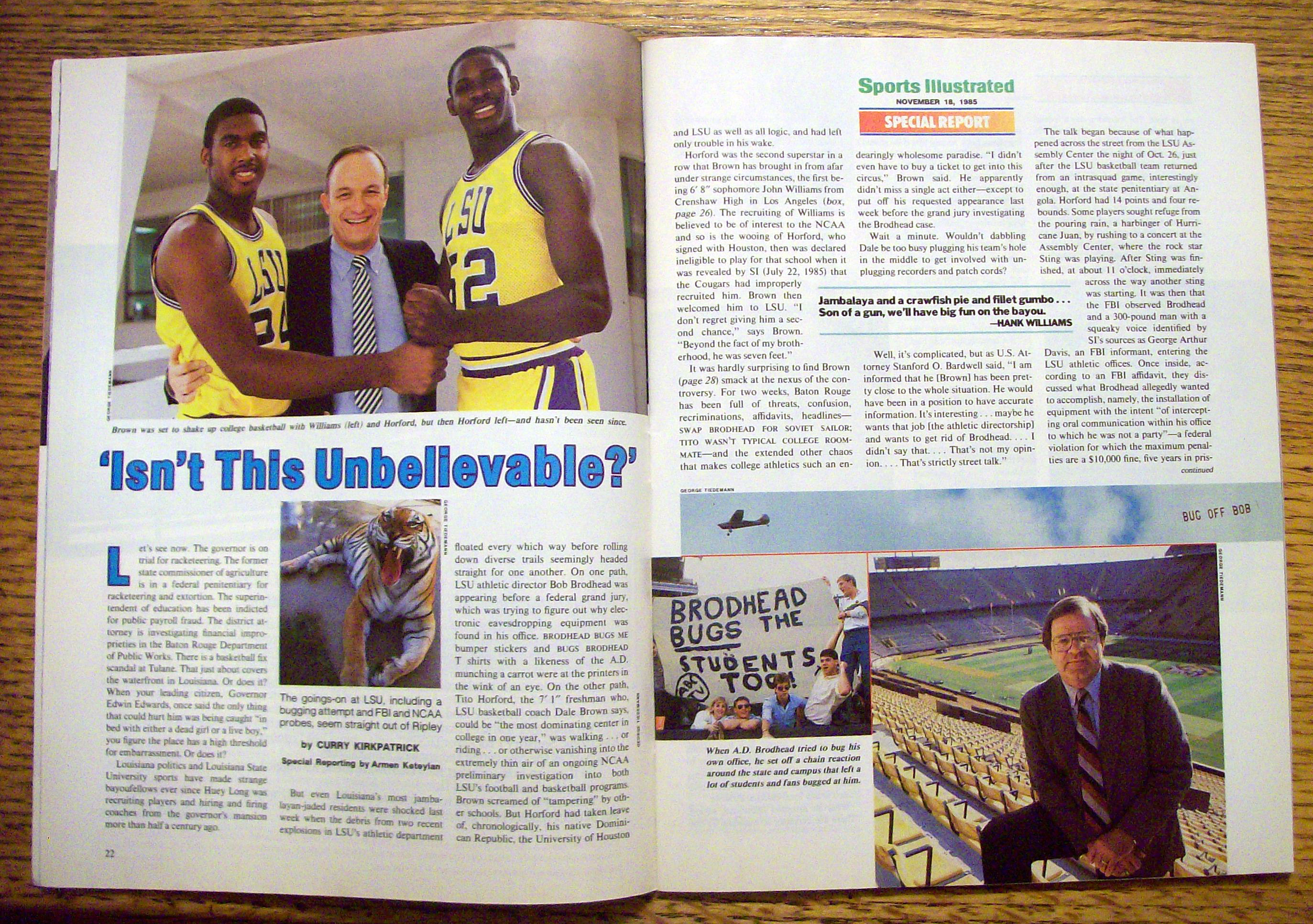 Sports Illustrated Magazine-November 18, 1985-D. Brown