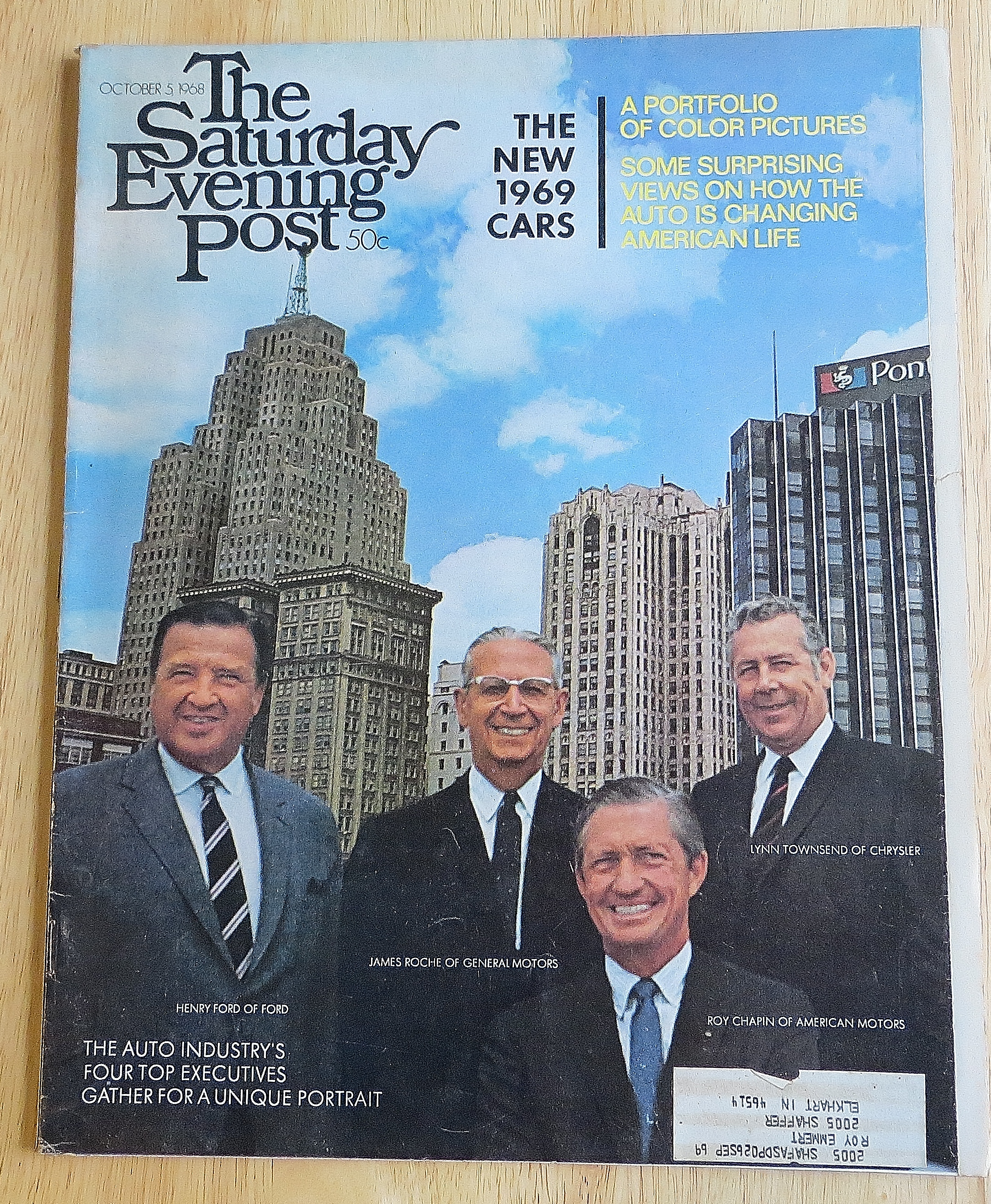 Saturday Evening Post October 5, 1968 New 1969 Cars