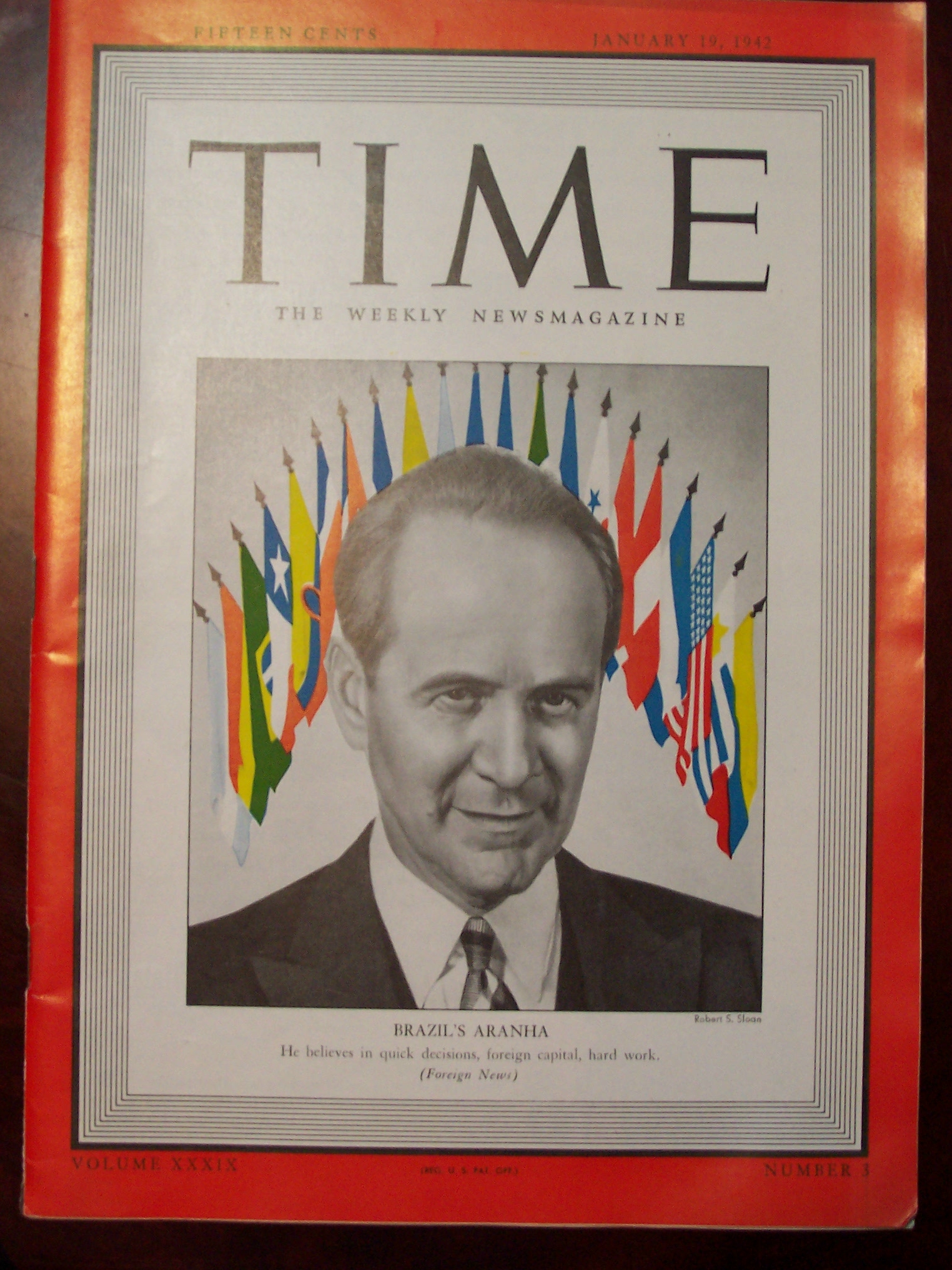 Time Magazine - January 19, 1942 - Aranha Cover