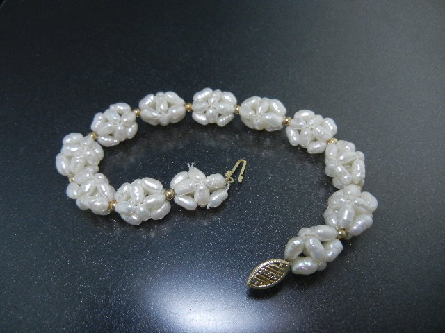 14K Gold Freshwater Pearls Double Helix Necklace Bracel