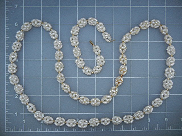 14K Gold Freshwater Pearls Double Helix Necklace Bracel
