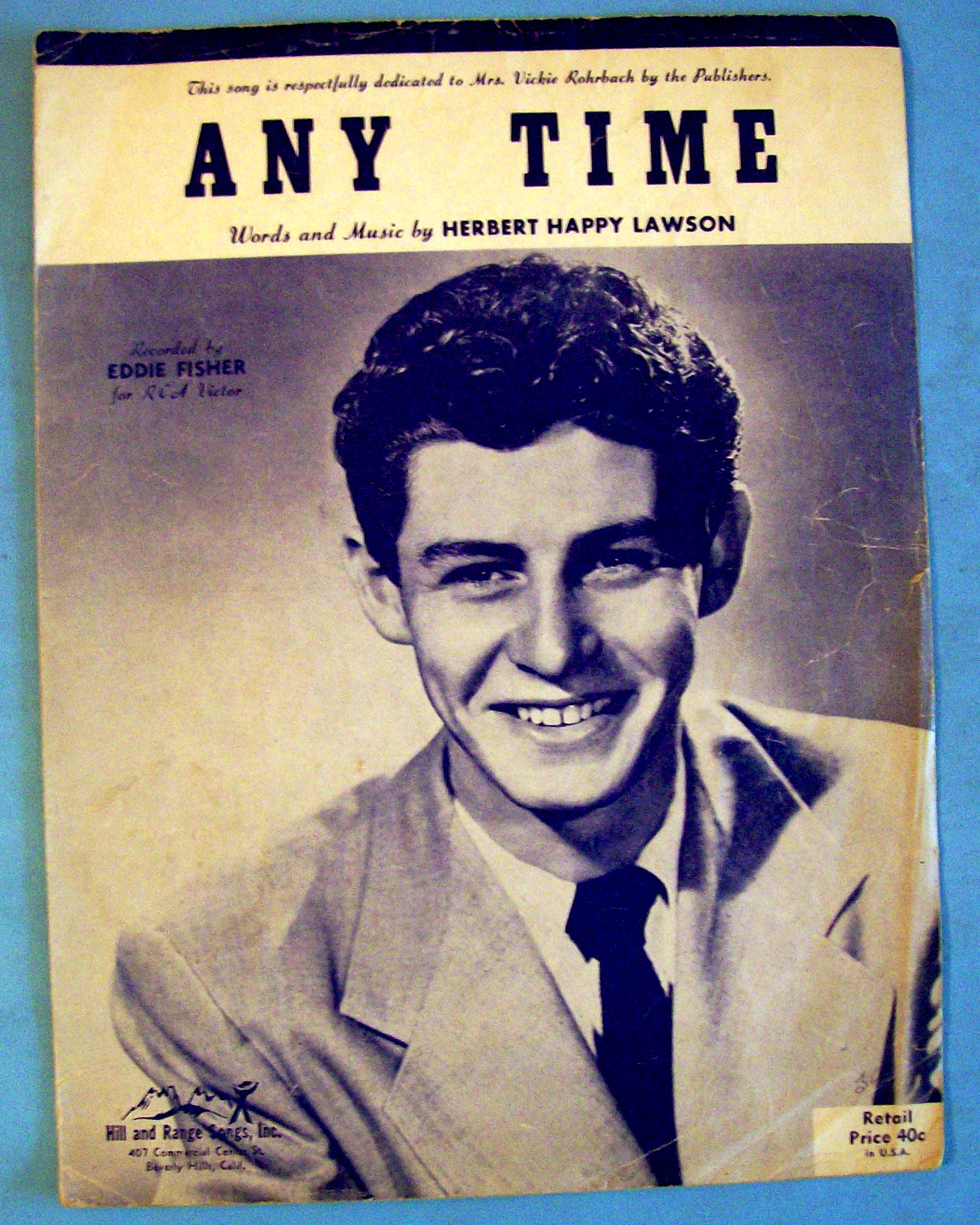 Sheet Music For 1949 Any Time (Eddie Fisher Cover)
