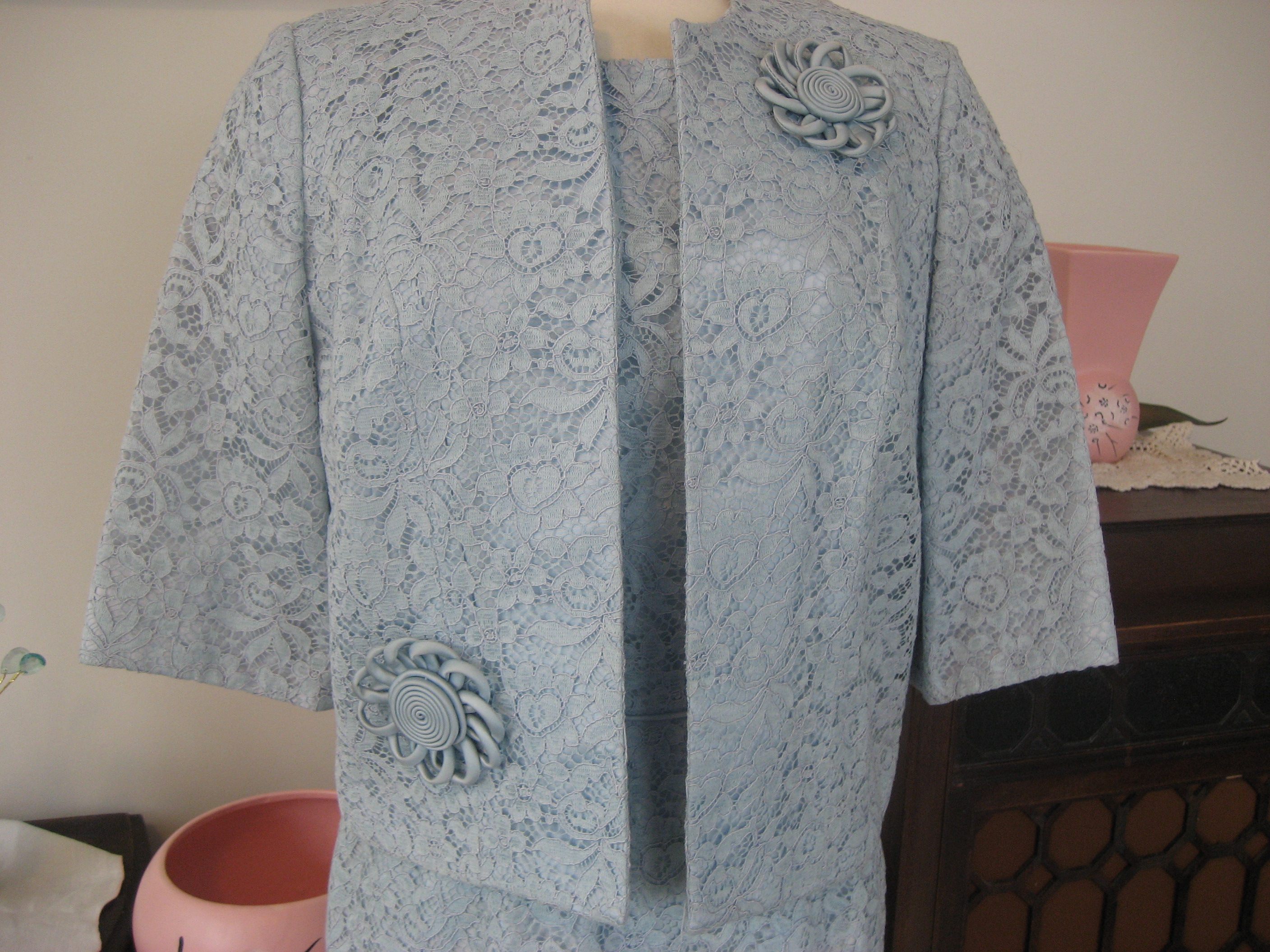 Blue Lace Jacket Dress