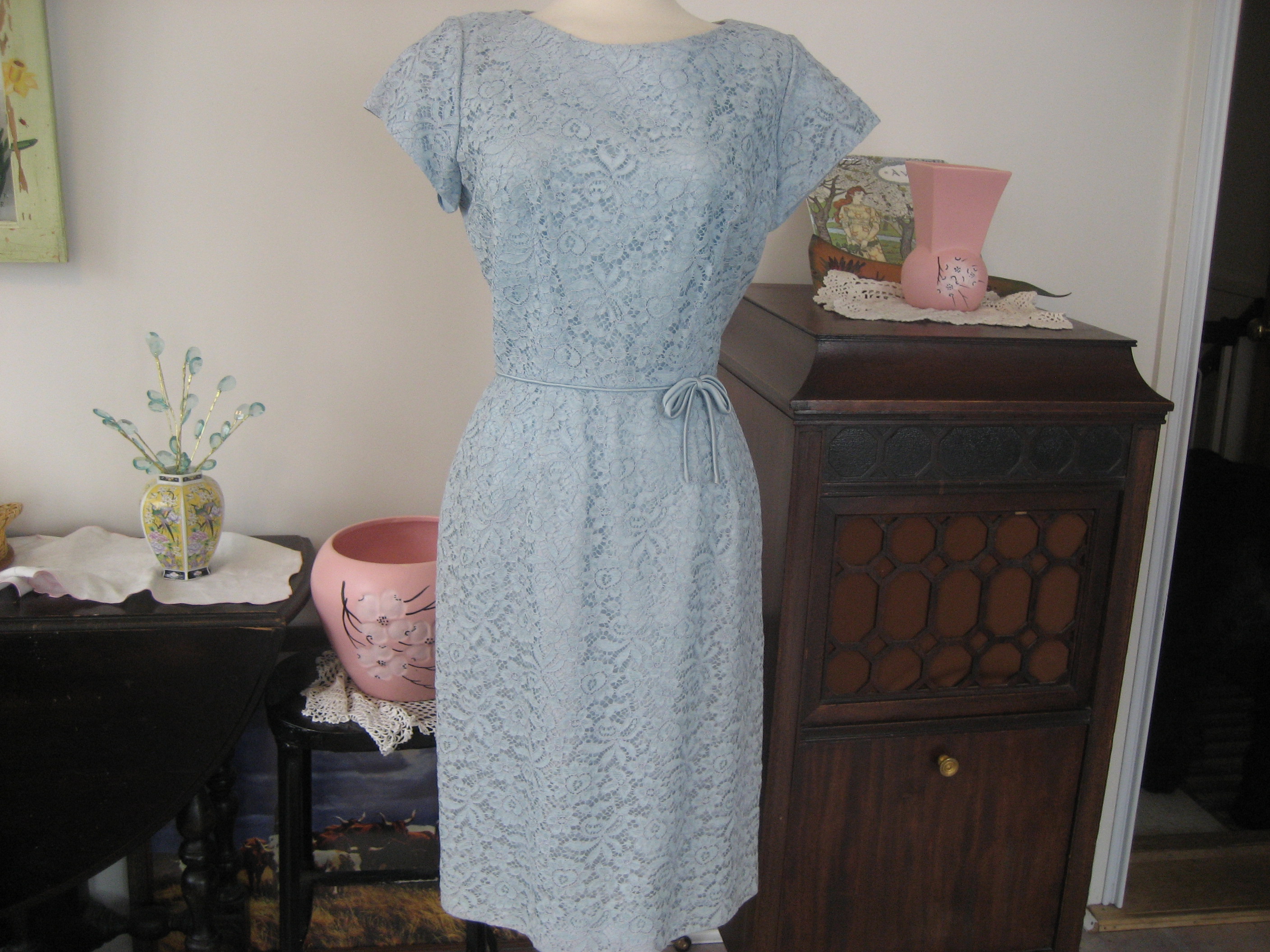 Blue Lace Jacket Dress