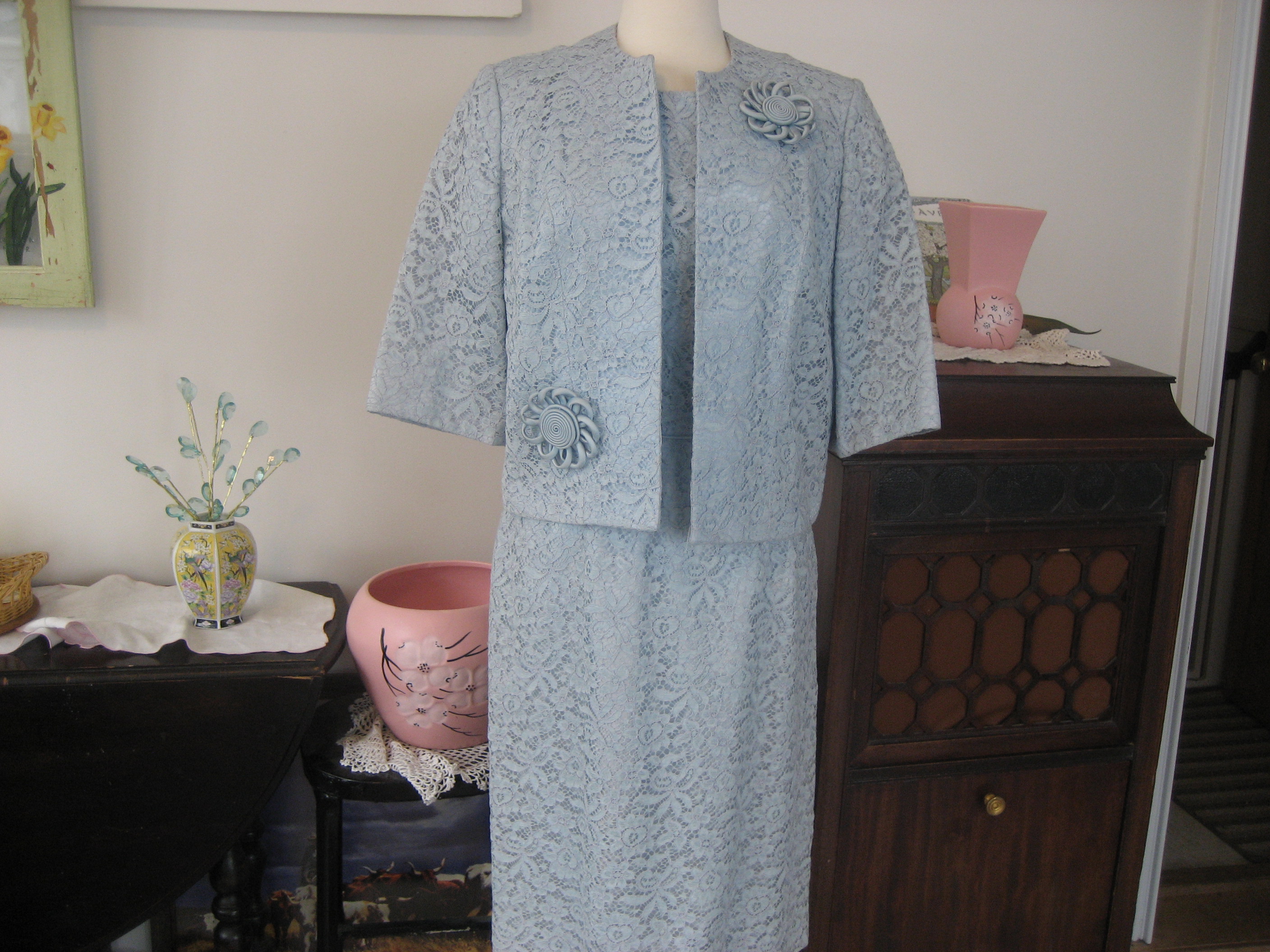 Blue Lace Jacket Dress