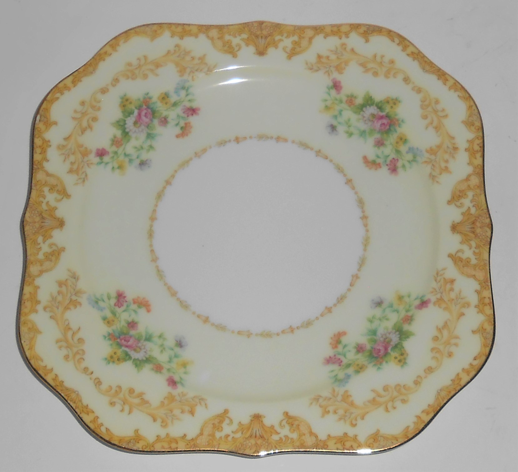 Noritake Porcelain China Wotan W/Gold Square Salad Pla