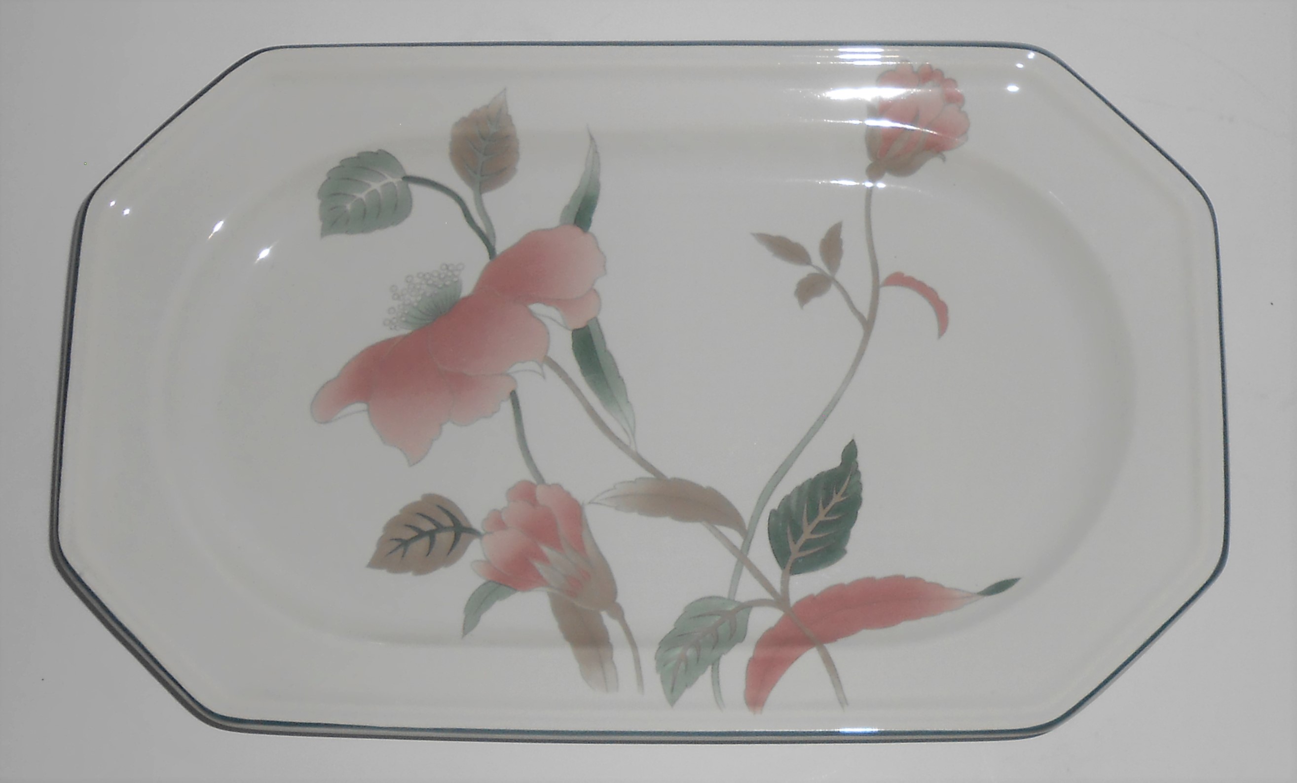 Mikasa China Silk Flowers RARE Large Sandwich Tray