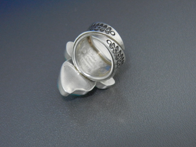 David Troutman Carved Turquoise Sterling Silver Ring