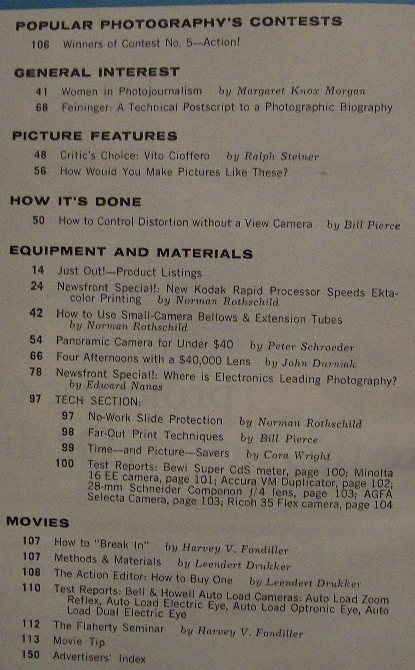 Popular Photography Magazine February 1964 Rothschild