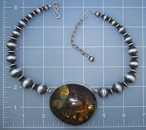 David Troutman Baltic Amber Navajo Pearls Necklace