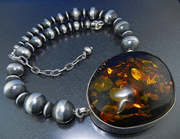 David Troutman Baltic Amber Navajo Pearls Necklace