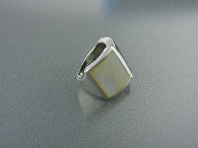 Ring Onyx Mother Of Pearl Sterling Silver Signed CFJ