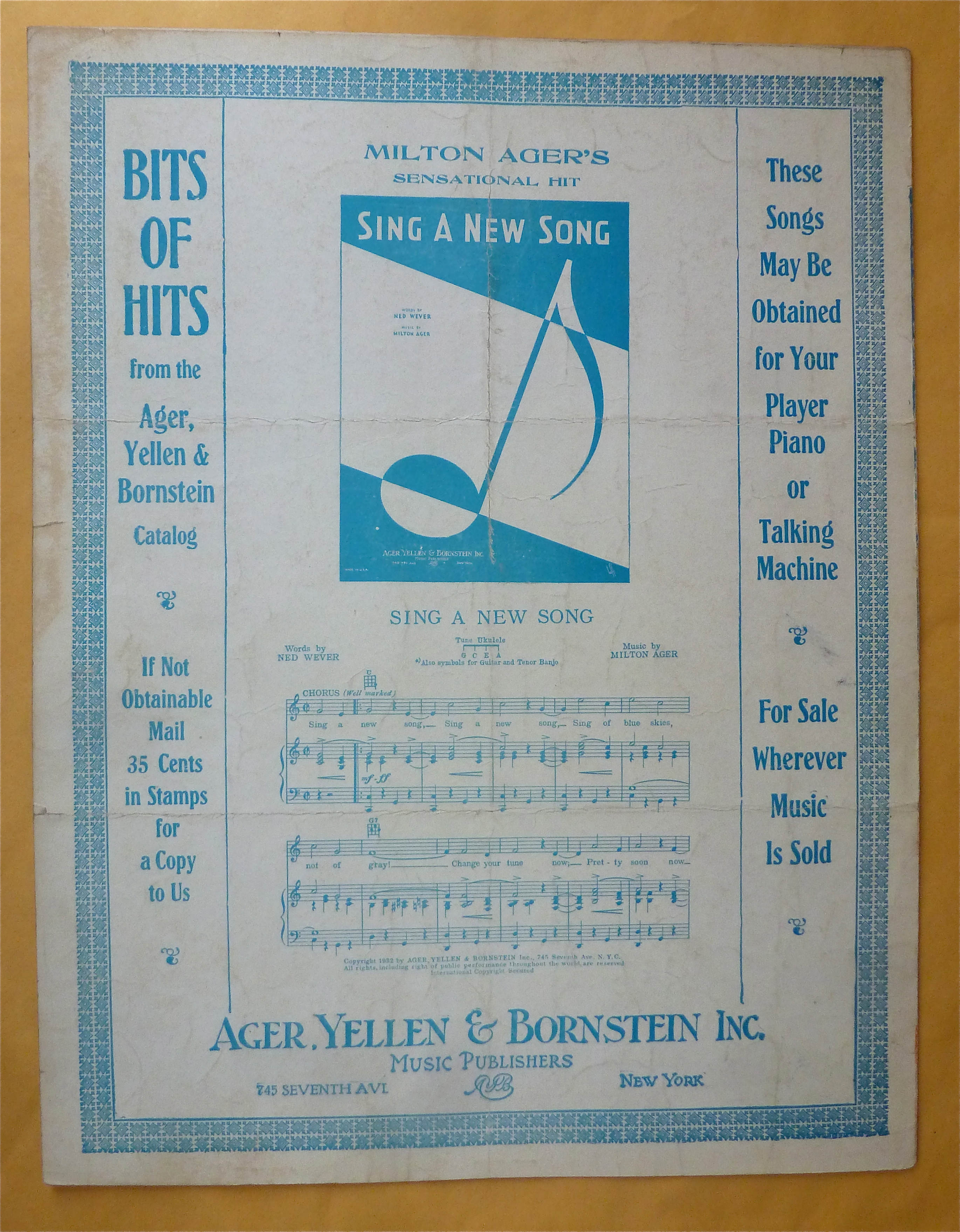 Sheet Music For 1932 Auf Wiedersehen My Dear