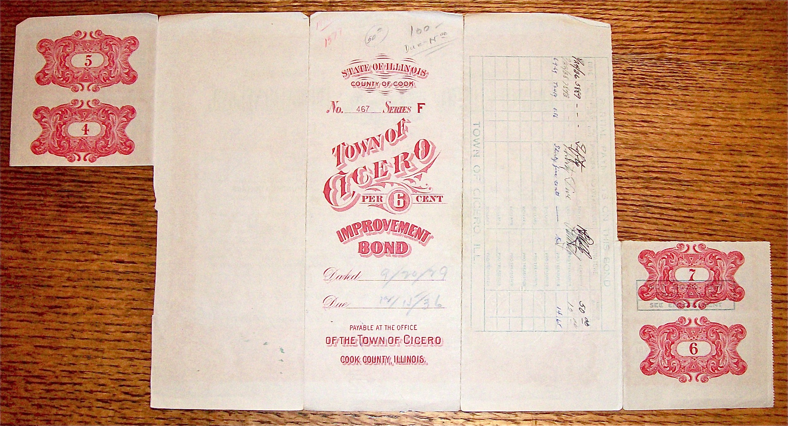 1929 Town Of Cicero $100 Improvement Bond