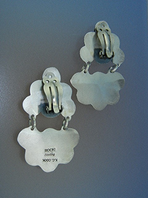 Rocki Gorman Sterling Sliver Turquoise Clip earrings
