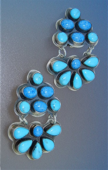 Rocki Gorman Sterling Sliver Turquoise Clip earrings