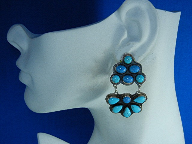 Rocki Gorman Sterling Sliver Turquoise Clip earrings